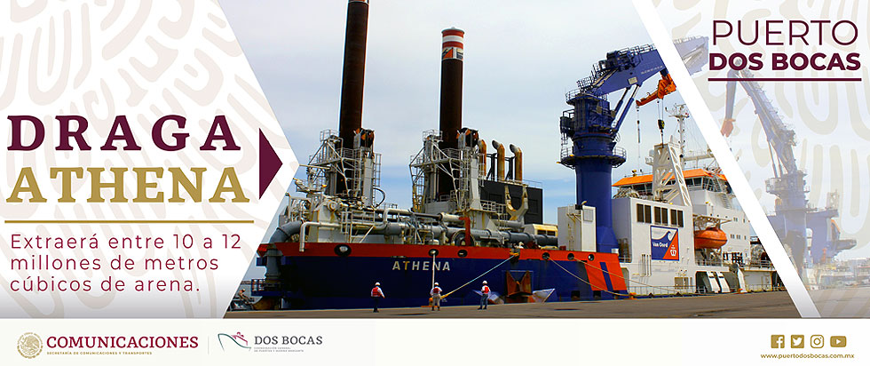 La Draga Athena llega al Puerto de Dos Bocas