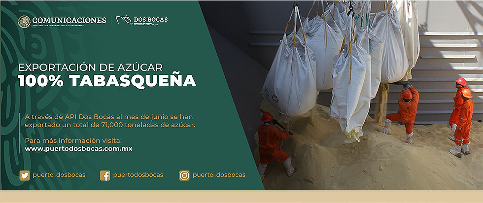 Exportación de 71,000 toneladas de azúcar tabasqueña a EUA